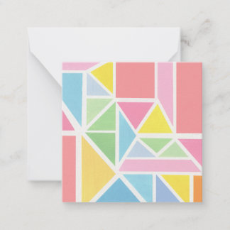 春パステルズジオメトリックプリント ノートカード