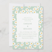 春パステルセージグリーンデイジーカップルシャワー 招待状 (正面)