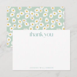 春パステルセージグリーンデイジーブライダルシャワー サンキューカード