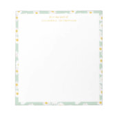 春パステルセージデイジーパーソナライズされたズデスク名 ノートパッド (正面)