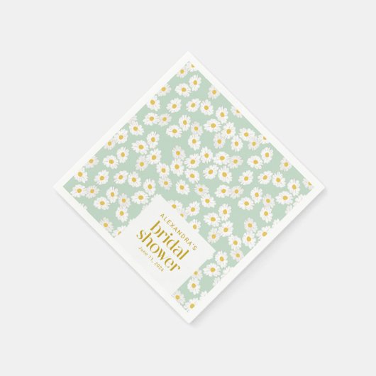 春パステルセージデイジーブライダルシャワーカスタム スタンダードカクテルナプキン (角)