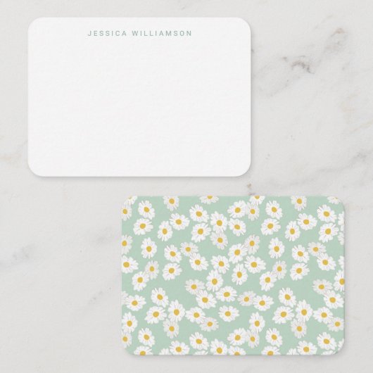 春パステルセージブルーデイジー名前をカスタムする ノートカード (正面/裏面)