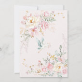 春パステルピンクストークワイルドフラワーベビーシャワー 招待状 (裏面)