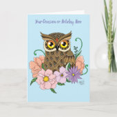 春パステルフラワーズフクロウ カード (正面)