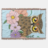春パステルフラワーズフクロウ スローブランケット (正面)