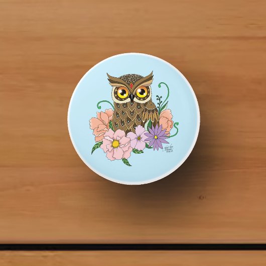 春パステルフラワーズフクロウ セラミックノブ