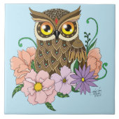 春パステルフラワーズフクロウ タイル (正面)