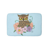 春パステルフラワーズフクロウ バスマット (正面)