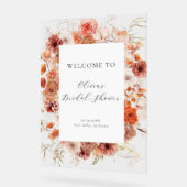 春パステルフローラブライダルシャワー歓迎 アクリルサイン (傾斜)