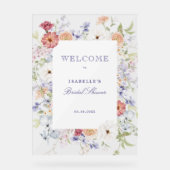 春パステルフローラブライダルシャワー歓迎 アクリルサイン (正面)