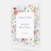 春パステルフローラブライダルシャワー歓迎 アクリルサイン (傾斜)