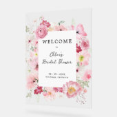 春パステルフローラブライダルシャワー歓迎 アクリルサイン (傾斜)