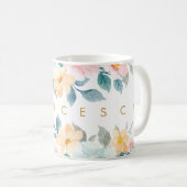 春パステルフローラ水の色あなたの名前を追加 コーヒーマグカップ (正面右)