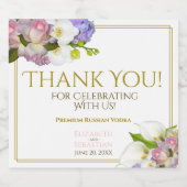 春パステルフローラ結婚ズサンキューユー リキュールボトルラベル (シングルラベル)