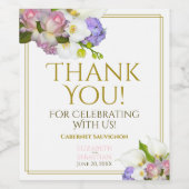 春パステルフローラ結婚ズサンキューユー ワインラベル (シングルラベル)