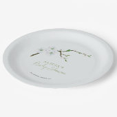 春パステルブルーフローラ男の子のシャワー ペーパープレート (アングル)