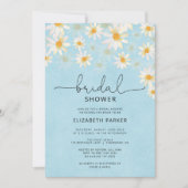 春パステルホワイトアンドブルーデイジーブライダルシャワー 招待状 (正面)