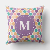 春パステル水玉模様パターンとモノグラム クッション (裏面)