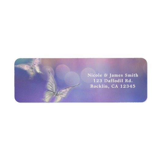 春パステル蝶パーティの招待状 ラベル (正面)