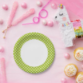 春パターンと白水玉模様 ペーパープレート (パーティー)