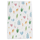 春パターンロマンチックな水色自然インスパイア- ミディアムペーパーバッグ (正面)