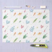 春パターンロマンチックな水色自然インスパイア- 薄葉紙 (クラフト)