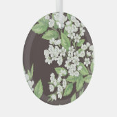 春パターン、緑の枝シームレス。 ガラスオーナメント (正面右)