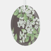 春パターン、緑の枝シームレス。 ガラスオーナメント (正面左)