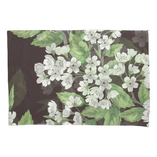 春パターン、緑の枝シームレス。 枕カバー (正面)