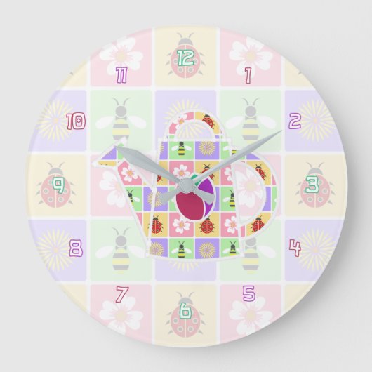 春パッチクロック ラージ壁時計 (正面)