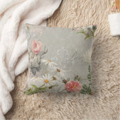 春パリヴィンテージフローラグレイエフェメラダマスク クッション (ブランケット)