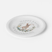 春パーソナライズされたバニーイースターエッグリース ペーパープレート (アングル)