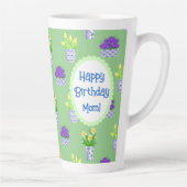 春パーソナライズされた開花イン青と白のポット カフェラテマグ (右)