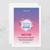 春パーティの招待状フライヤーテンプレート 招待状 (正面/裏面)