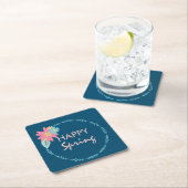 春パーティーフローラリース誕生日花 スクエアペーパーコースター (インサイチュ)