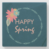 春パーティーフローラリース誕生日花 ストーンコースター (正面)