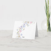 春パープルピンクワイルドフラワーズブライダルシャワー サンキューカード (裏面)