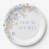 春パープルピンクワイルドフラワーズブライダルシャワー ペーパープレート (正面)