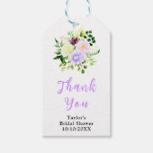 春パープルフローラブライダルシャワーありがとう ギフトタグ (正面)