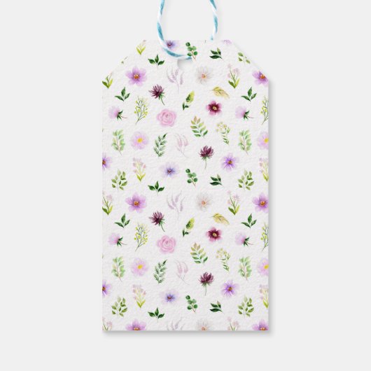春パープルフローラブライダルシャワーありがとう ギフトタグ (裏面)