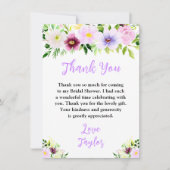 春パープルフローラブライダルシャワー サンキューカード (正面)