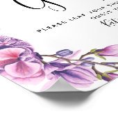 春パープル結婚のゲストブックツリーサイン ポスター (角)