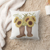 春ヒマワリとブーツ クッション (ブランケット)