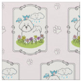 春ビコンフリースドッグ花付き – かわいい ファブリック (クローズアップ)