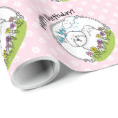 春ビコンフリースドッグ花付き – かわいい ラッピングペーパー (ロールコーナー)