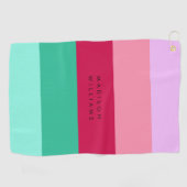 春ビバマゼンタカラーブロック横ストライプ線 ゴルフタオル (横)