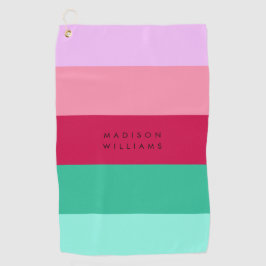 春ビバマゼンタカラーブロック横ストライプ線 ゴルフタオル