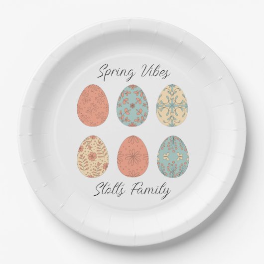 春ビベスパーソナライズされた – イースター紙プレートウィット ペーパープレート (正面)