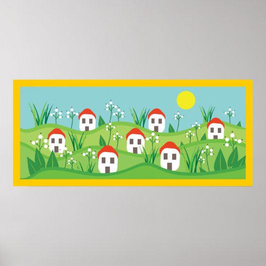 春ビレッジレッドルーフハウスカスタムズポスター ポスター (正面)