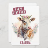 春ビーズカウー誕生日カード シーズンカード (正面/裏面)